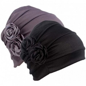 Skullies & Beanies Women's Sleep Soft Headwear Chemotherapy Beanie Cap for Cancer Patients HairWrap - Gray&blackd - CX18CR0EK...