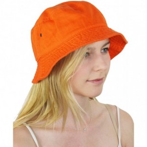 Bucket Hats Simple Solid Cotton Bucket Hat - Orange - CH11LXK94HD $9.42