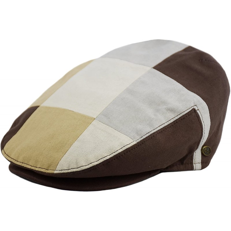 Newsboy Caps Plain Cotton Ivy Summer Newsboy Cap Driving Cabbie Flat Cap Snap Brim - Brown Patch - CS1843HQ8AS $16.23