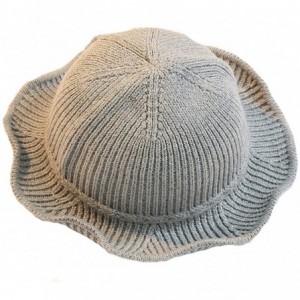 Bucket Hats Women's Knit Foldable Wool Blend Warm Church Cloche Cap Bucket Hat Bowler Hats - Light Grey - CF188Q69KO6 $22.57