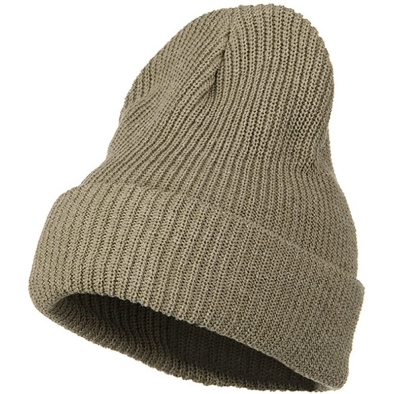 Skullies & Beanies Eco Cotton Ribbed XL Cuff Beanie - Khaki - CR115EH5MSV $22.54