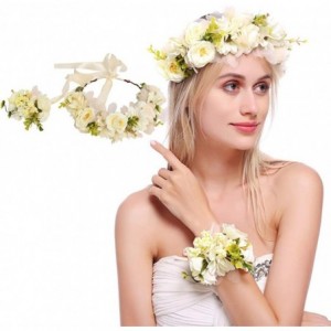 Headbands Women Flower Headband Wreath Girls Flower Crown Floral Wedding Garland Festivals Photo Props - Beige - CC18I5OO2MW ...