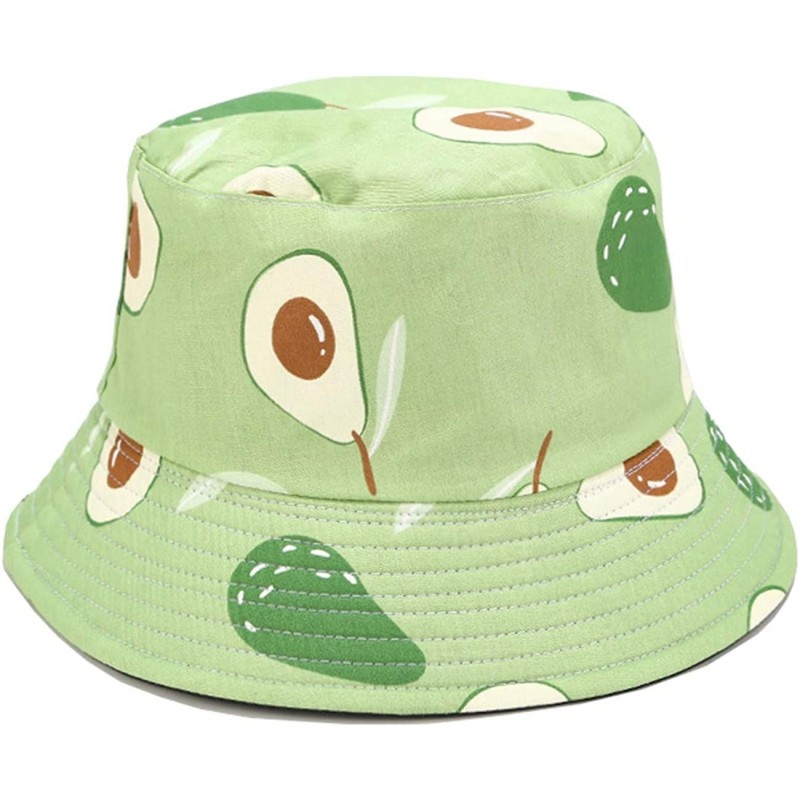 Bucket Hats Unisex Print Double-Side-Wear Reversible Bucket Hat - Avocado Green - C3196WGK6YT $12.07