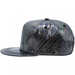 Baseball Caps Shiny Holographic Baseball Cap Laser Leather Rainbow Reflective Glossy Snapback Hats - Black-1 - C018HLLGMNR $1...