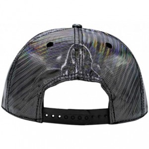 Baseball Caps Shiny Holographic Baseball Cap Laser Leather Rainbow Reflective Glossy Snapback Hats - Black-1 - C018HLLGMNR $1...