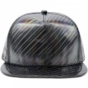 Baseball Caps Shiny Holographic Baseball Cap Laser Leather Rainbow Reflective Glossy Snapback Hats - Black-1 - C018HLLGMNR $1...