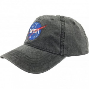 Baseball Caps NASA Worm Meatball Logo Embroidered Washed Space DAD Cap - Black - CN189N6R6OC $9.45