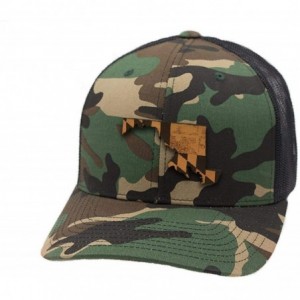 Baseball Caps Maryland 'The 7' Leather Patch Hat Curved Trucker - Camo - C518IGQORSU $29.56
