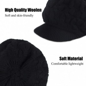 Skullies & Beanies Women Winter Warm Beanie Knit Hat Soft Lined Snow Ski Caps with Visor Black - CT18A4004ZW $17.30