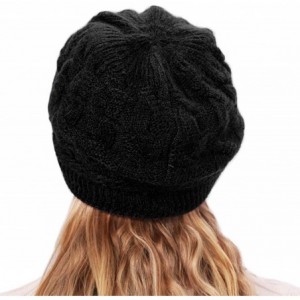 Skullies & Beanies Women Winter Warm Beanie Knit Hat Soft Lined Snow Ski Caps with Visor Black - CT18A4004ZW $17.30