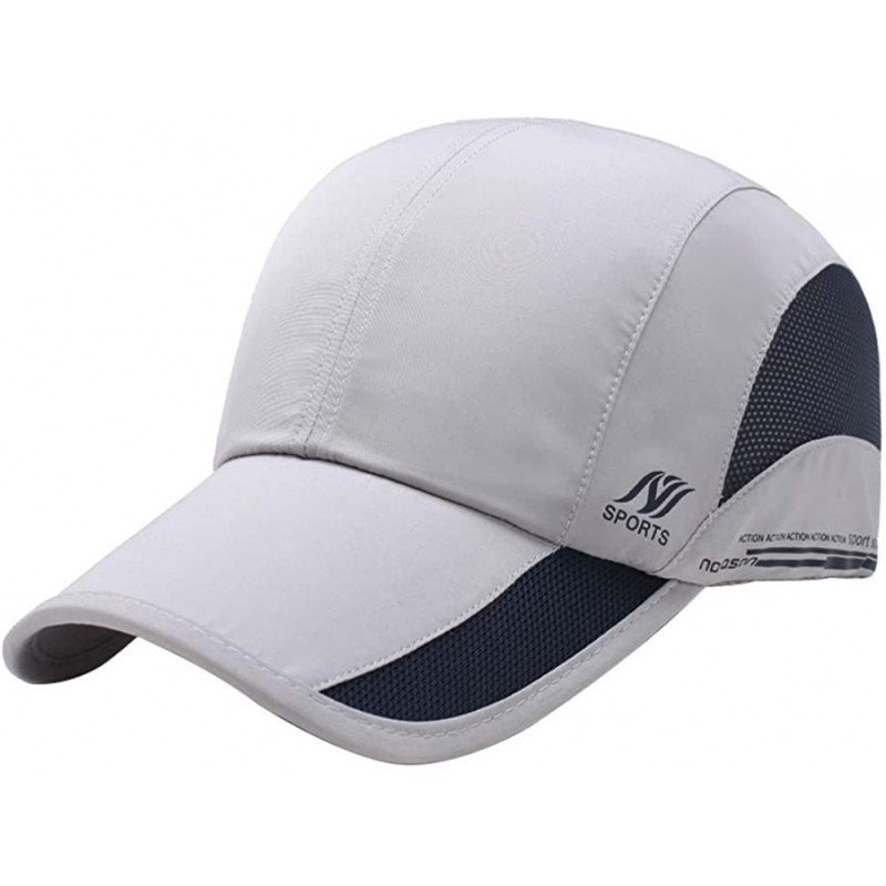 Baseball Caps Men's Outdoor Quick Dry Mesh Baseball Cap Adjustable Lightweight Sun Hat for Running Hiking - Light Grey B - C4...
