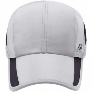 Baseball Caps Men's Outdoor Quick Dry Mesh Baseball Cap Adjustable Lightweight Sun Hat for Running Hiking - Light Grey B - C4...