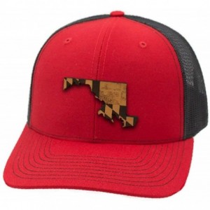 Baseball Caps Maryland 'The 7' Leather Patch Hat Curved Trucker - Camo - C518IGQORSU $29.56