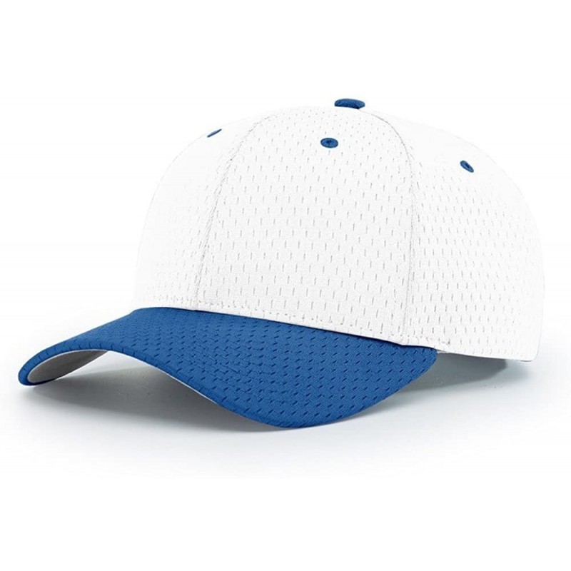 Baseball Caps 414 Pro Mesh Adjustable Blank Baseball Cap Fit Hat - White/Royal - C21873ZANL5 $10.77