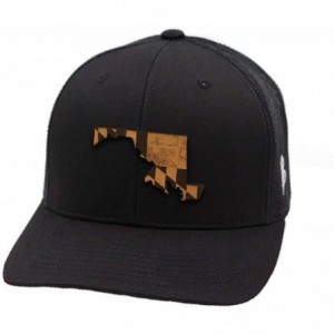 Baseball Caps Maryland 'The 7' Leather Patch Hat Curved Trucker - Camo - C518IGQORSU $29.56