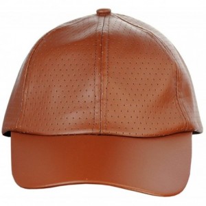 Baseball Caps Soft PU Leather Perforated Precurved Baseball Cap - Brown - C312FJIXP6F $13.26