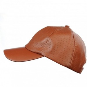 Baseball Caps Soft PU Leather Perforated Precurved Baseball Cap - Brown - C312FJIXP6F $13.26