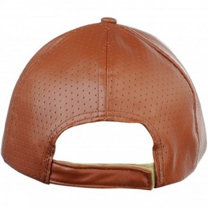 Baseball Caps Soft PU Leather Perforated Precurved Baseball Cap - Brown - C312FJIXP6F $13.26