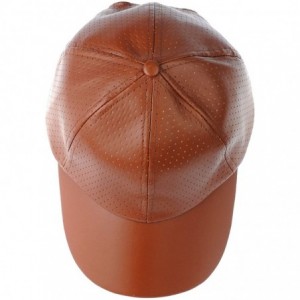 Baseball Caps Soft PU Leather Perforated Precurved Baseball Cap - Brown - C312FJIXP6F $13.26