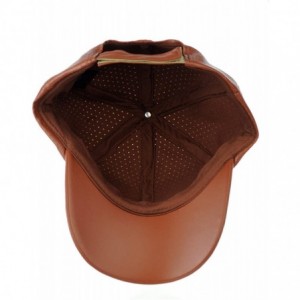 Baseball Caps Soft PU Leather Perforated Precurved Baseball Cap - Brown - C312FJIXP6F $13.26