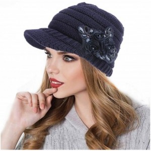 Newsboy Caps Women Winter Beanie Fit Small Head-Cable Knit Hats Newsboy Cap Visor with Sequined Flower Artificial Wool Snow -...