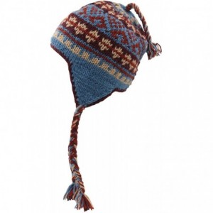 Skullies & Beanies KayJayStyles Nepal Hand Knit Beanie Skull Ski Wool Fleeced Hat - Rainbow 1 - CY1896E6I4M $17.54