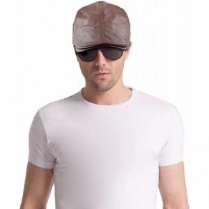 Newsboy Caps Newsboys Caps for Men-Beret Leather Hat Gatsby Flat Hats Ivy Driving Cap - Brown - CE1880NN8OK $21.87