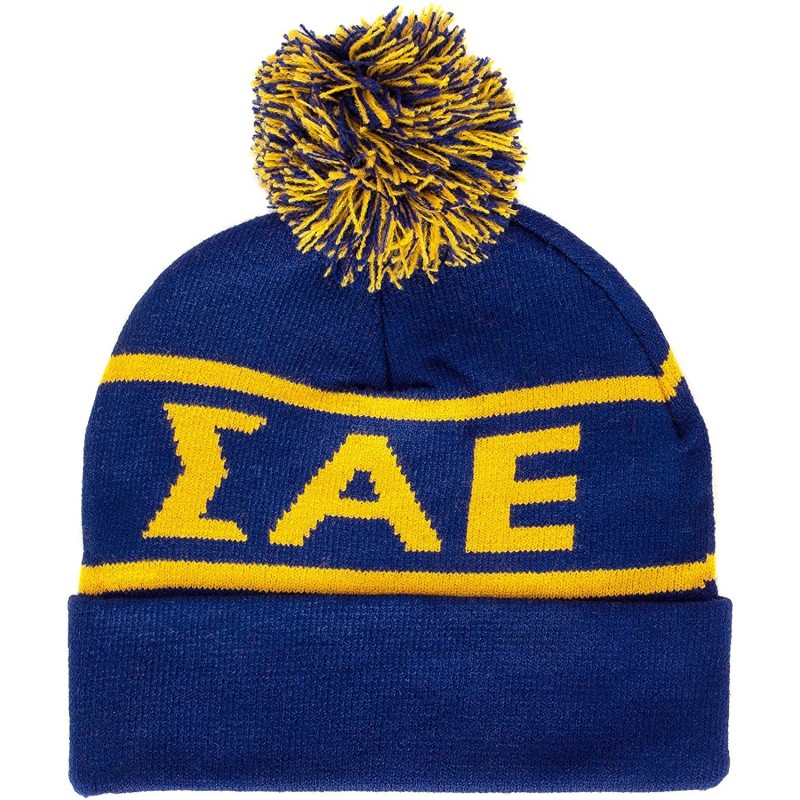 Skullies & Beanies Sigma Alpha Epsilon Letter Beanie Hat Greek Cold Weather Winter SAE - CJ18CMILATN $15.53