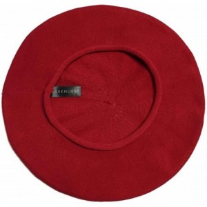 Berets 10-1/2 Inch Cotton Knit Beret - Red - CL180UASXZ2 $20.62