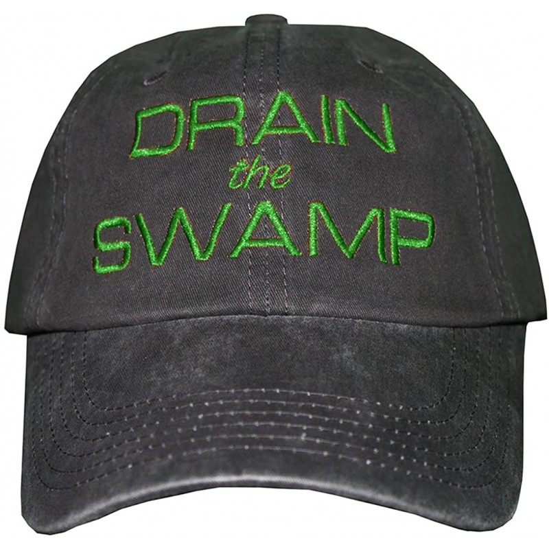 Baseball Caps Drain The Swamp Hat Trump Cap - Distressed Black/Green Embr. - C412O9PZDFL $31.06