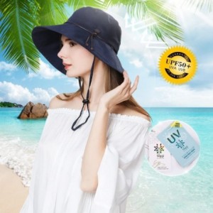 Sun Hats UV50 Foldable Sunhat Women Ponytail Hole Safari Beach Fishing Bucket Hat 55-61CM - 99024_black - CG18DNYORYZ $21.84