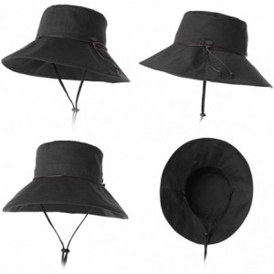 Sun Hats UV50 Foldable Sunhat Women Ponytail Hole Safari Beach Fishing Bucket Hat 55-61CM - 99024_black - CG18DNYORYZ $21.84