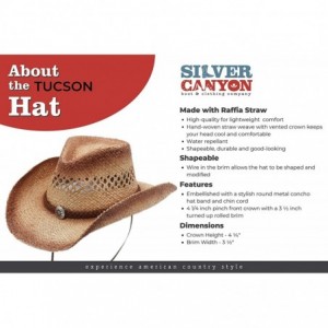 Cowboy Hats Raffia Straw Cowboy Western Sun Hat- Chin Strap- Silver Canyon- Natural - Natural - CR18U8MKDO6 $35.68