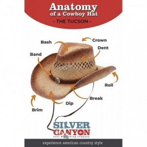 Cowboy Hats Raffia Straw Cowboy Western Sun Hat- Chin Strap- Silver Canyon- Natural - Natural - CR18U8MKDO6 $35.68