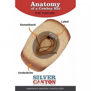 Cowboy Hats Raffia Straw Cowboy Western Sun Hat- Chin Strap- Silver Canyon- Natural - Natural - CR18U8MKDO6 $35.68