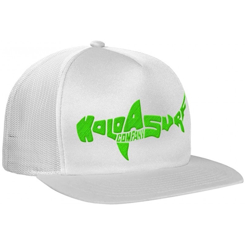 Baseball Caps Mesh Back Trucker Hats - White/White With Green Embroidered Shark Logo - C112FN7T2N7 $14.10