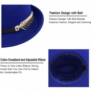 Fedoras Mens/Women FashionTrilby Hat Panama Style Short Brim Fedora - Royal Blue - CG18KMS9ERM $14.84