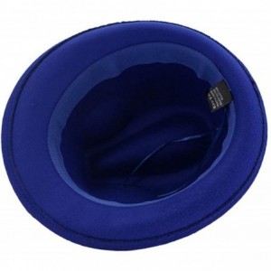 Fedoras Mens/Women FashionTrilby Hat Panama Style Short Brim Fedora - Royal Blue - CG18KMS9ERM $25.63