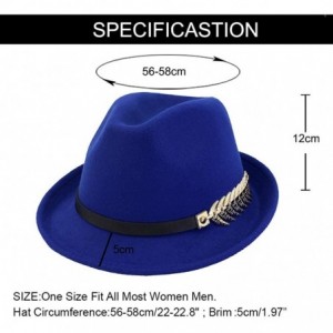 Fedoras Mens/Women FashionTrilby Hat Panama Style Short Brim Fedora - Royal Blue - CG18KMS9ERM $14.84