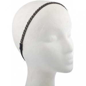 Headbands Black SilvertoneTone Bugle Bead Headwrap Elastic Stretch Headband - Silver - C712N0DP0S2 $11.76