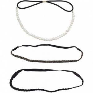 Headbands Black SilvertoneTone Bugle Bead Headwrap Elastic Stretch Headband - Silver - C712N0DP0S2 $11.76