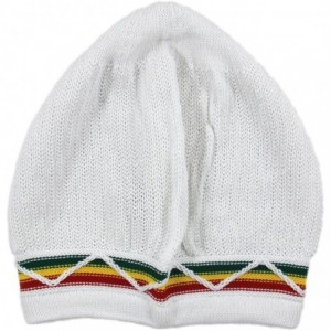 Skullies & Beanies Unisex Cotton Classic Wave Rasta Beanie - White/Rasta - CZ12D75PAJ1 $23.56