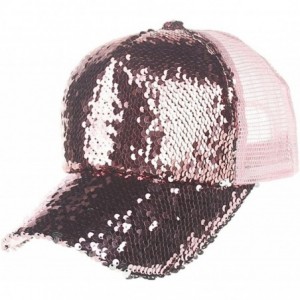 Baseball Caps Men Women's Hats-Baseball Caps Sequins Mesh Adjustable Trucker Visor Hat - Pink - C818E82WTMH $9.57