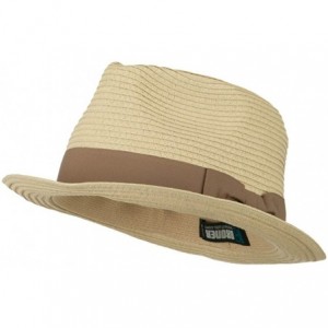 Fedoras Big Size Grosgrain Ribbon Braided Straw Fedora - Beige - C711M6KG2U1 $32.45