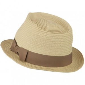 Fedoras Big Size Grosgrain Ribbon Braided Straw Fedora - Beige - C711M6KG2U1 $32.45