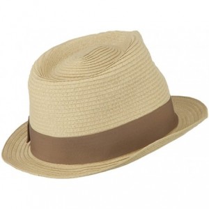 Fedoras Big Size Grosgrain Ribbon Braided Straw Fedora - Beige - C711M6KG2U1 $32.45