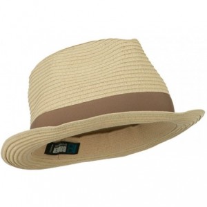 Fedoras Big Size Grosgrain Ribbon Braided Straw Fedora - Beige - C711M6KG2U1 $32.45