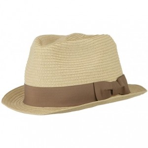 Fedoras Big Size Grosgrain Ribbon Braided Straw Fedora - Beige - C711M6KG2U1 $32.45