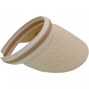 Sun Hats Women Summer Sun Visor Large Brim Straw Beach Sun Hat Outdoor Sports Cap - Beige - CN18OSHWGKN $16.31