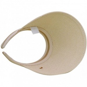 Sun Hats Women Summer Sun Visor Large Brim Straw Beach Sun Hat Outdoor Sports Cap - Beige - CN18OSHWGKN $16.31